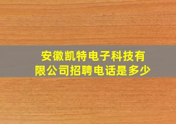 安徽凯特电子科技有限公司招聘电话是多少