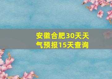 安徽合肥30天天气预报15天查询