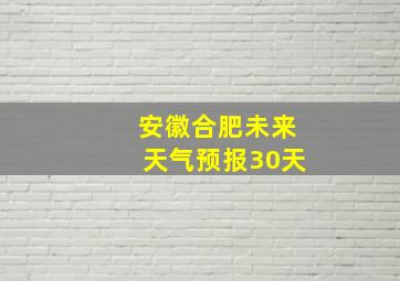 安徽合肥未来天气预报30天