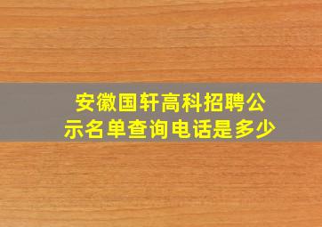 安徽国轩高科招聘公示名单查询电话是多少