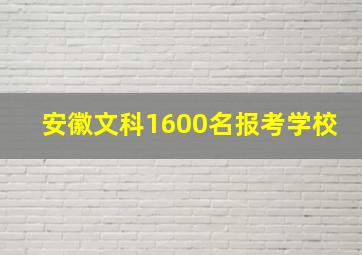 安徽文科1600名报考学校