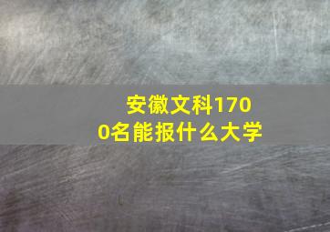 安徽文科1700名能报什么大学