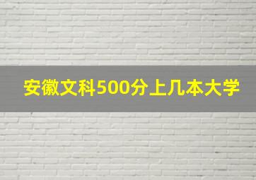 安徽文科500分上几本大学