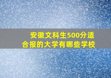 安徽文科生500分适合报的大学有哪些学校