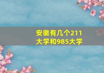 安徽有几个211大学和985大学