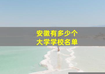 安徽有多少个大学学校名单