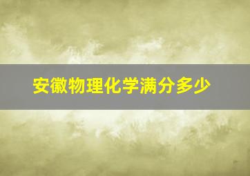 安徽物理化学满分多少