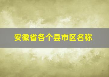 安徽省各个县市区名称