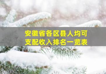 安徽省各区县人均可支配收入排名一览表