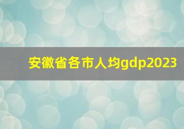 安徽省各市人均gdp2023