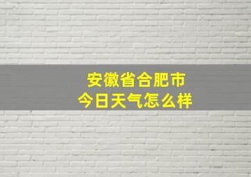 安徽省合肥市今日天气怎么样