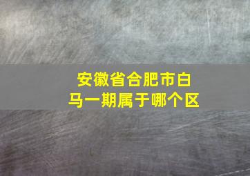 安徽省合肥市白马一期属于哪个区