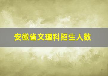 安徽省文理科招生人数