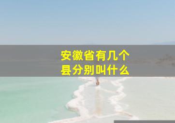 安徽省有几个县分别叫什么