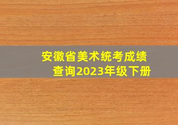 安徽省美术统考成绩查询2023年级下册