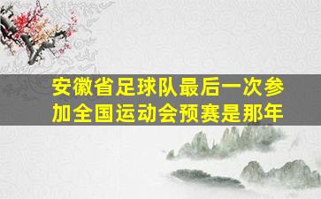 安徽省足球队最后一次参加全国运动会预赛是那年