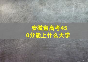 安徽省高考450分能上什么大学