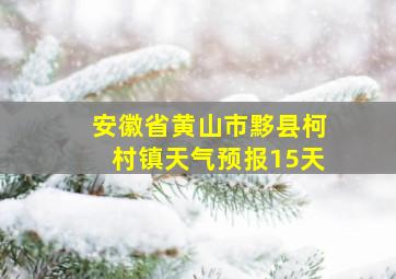 安徽省黄山市黟县柯村镇天气预报15天