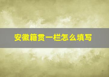 安徽籍贯一栏怎么填写