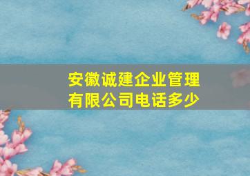 安徽诚建企业管理有限公司电话多少