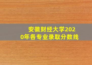 安徽财经大学2020年各专业录取分数线