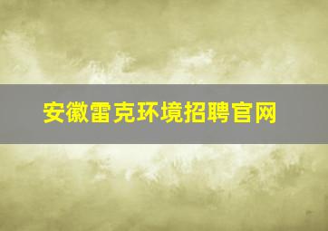 安徽雷克环境招聘官网