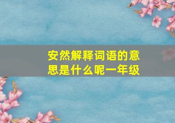 安然解释词语的意思是什么呢一年级