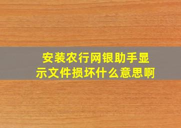 安装农行网银助手显示文件损坏什么意思啊