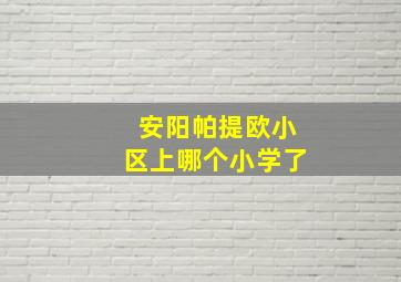 安阳帕提欧小区上哪个小学了