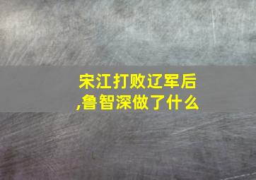 宋江打败辽军后,鲁智深做了什么