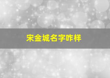 宋金城名字咋样