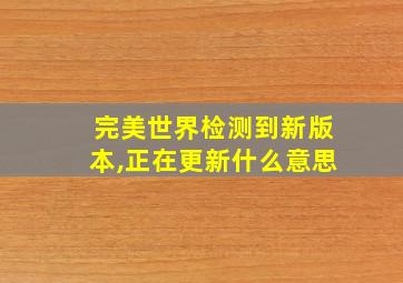 完美世界检测到新版本,正在更新什么意思