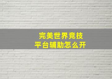 完美世界竞技平台辅助怎么开