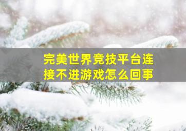 完美世界竞技平台连接不进游戏怎么回事