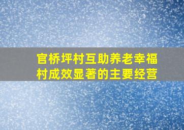 官桥坪村互助养老幸福村成效显著的主要经营