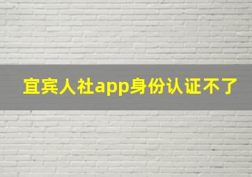 宜宾人社app身份认证不了