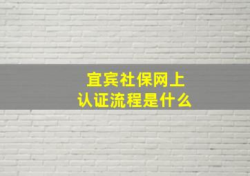 宜宾社保网上认证流程是什么