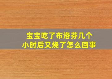 宝宝吃了布洛芬几个小时后又烧了怎么回事