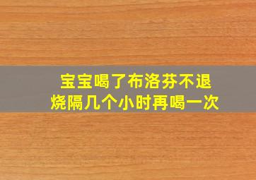 宝宝喝了布洛芬不退烧隔几个小时再喝一次