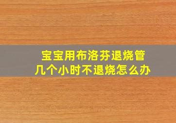 宝宝用布洛芬退烧管几个小时不退烧怎么办