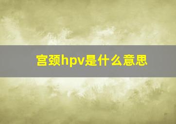 宫颈hpv是什么意思