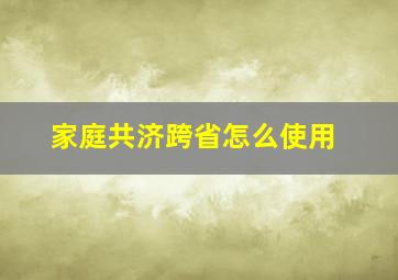 家庭共济跨省怎么使用