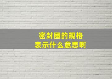 密封圈的规格表示什么意思啊