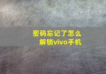 密码忘记了怎么解锁vivo手机