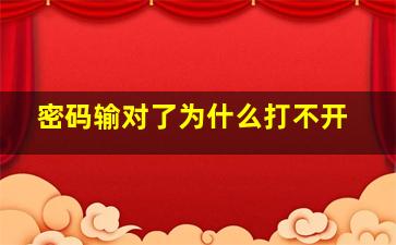 密码输对了为什么打不开