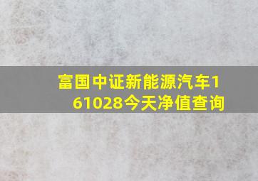 富国中证新能源汽车161028今天净值查询