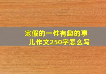 寒假的一件有趣的事儿作文250字怎么写