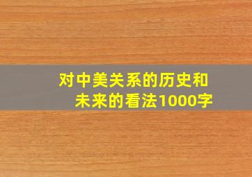 对中美关系的历史和未来的看法1000字