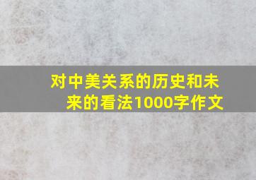 对中美关系的历史和未来的看法1000字作文