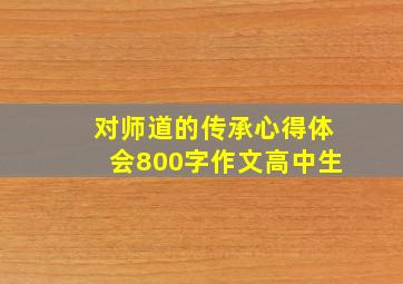 对师道的传承心得体会800字作文高中生